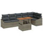 Conjunto de sofá de jardín 7 pcs Gris Poliratán