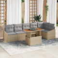 Conjunto de sofá de jardín 7 pcs Beige Poliratán