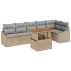 Conjunto de sofá de jardín 7 pcs Beige Poliratán