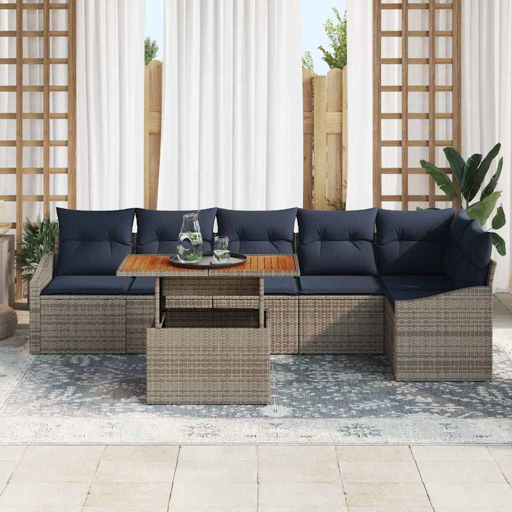 Conjunto de sofá de jardín 7 pcs Gris Poliratán