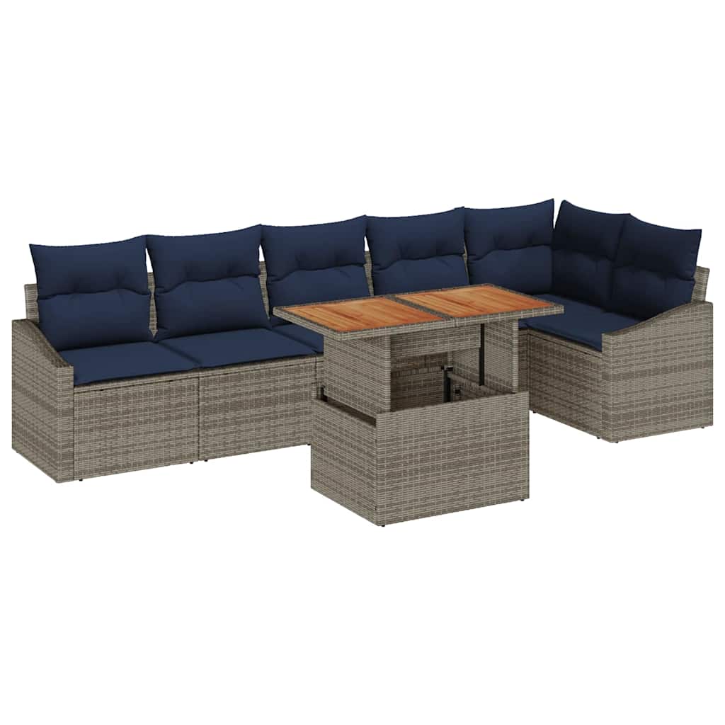 Conjunto de sofá de jardín 7 pcs Gris Poliratán