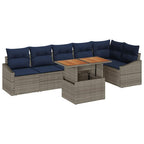 Conjunto de sofá de jardín 7 pcs Gris Poliratán