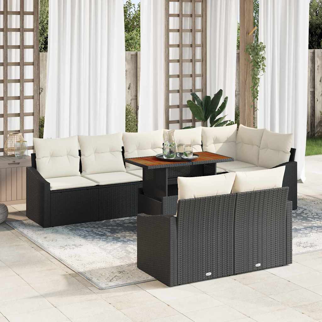 Conjunto de sofá de jardín 9 pcs Beige Poliratán