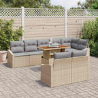Conjunto de sofá de jardín 9 pcs Beige Poliratán