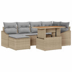 Conjunto de sofá de jardín 7 pcs Beige Poliratán