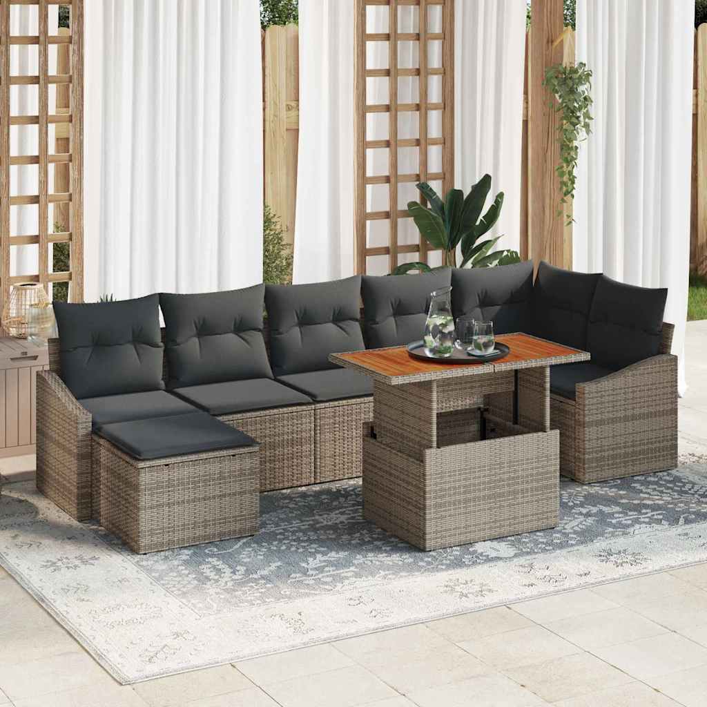 Conjunto de sofá de jardín 8 pcs Gris Poliratán