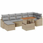 Conjunto de sofá de jardín 8 pcs Beige Poliratán