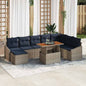 Conjunto de sofá de jardim 9 peças Cinzento Polirratão