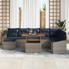 Conjunto de sofá de jardín 9 pcs Gris Poliratán