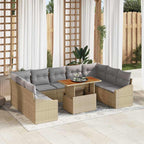 Conjunto de sofá de jardín 10 pcs Beige Poliratán