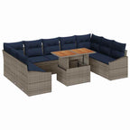 Conjunto de sofá de jardín 10 pcs Gris Poliratán