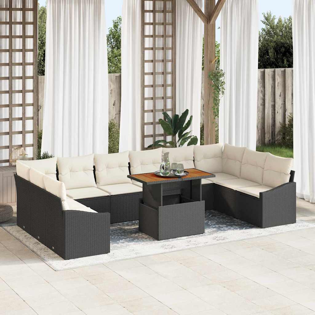 Conjunto de Sofás de Jardim 11 pcs Bege Polirratan