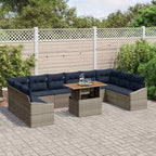 Conjunto de sofá de jardín 11 pcs Gris Poliratán
