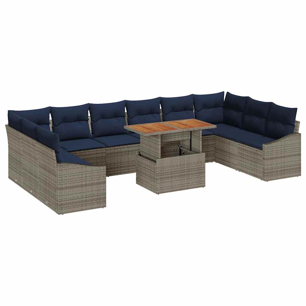Conjunto de sofá de jardín 11 pcs Gris Poliratán