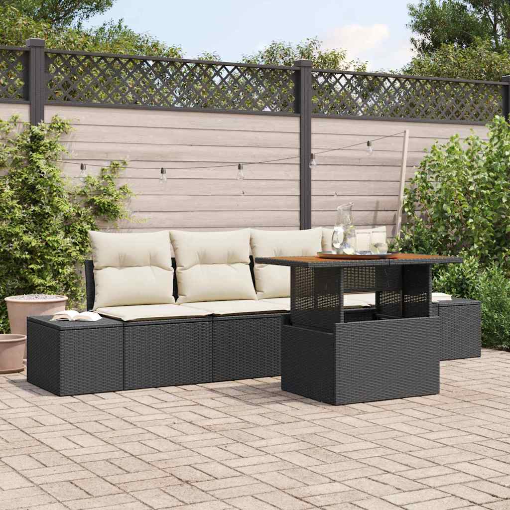 Conjunto de sofá de jardín 5 pcs Beige Poliratán