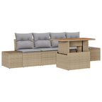 Conjunto de sofá de jardín 5 pcs Beige Poliratán