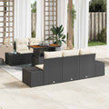 Conjunto de sofá de jardín 6 pcs Negro Poliratán