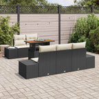 Conjunto de sofá de jardín 6 pcs Negro Poliratán