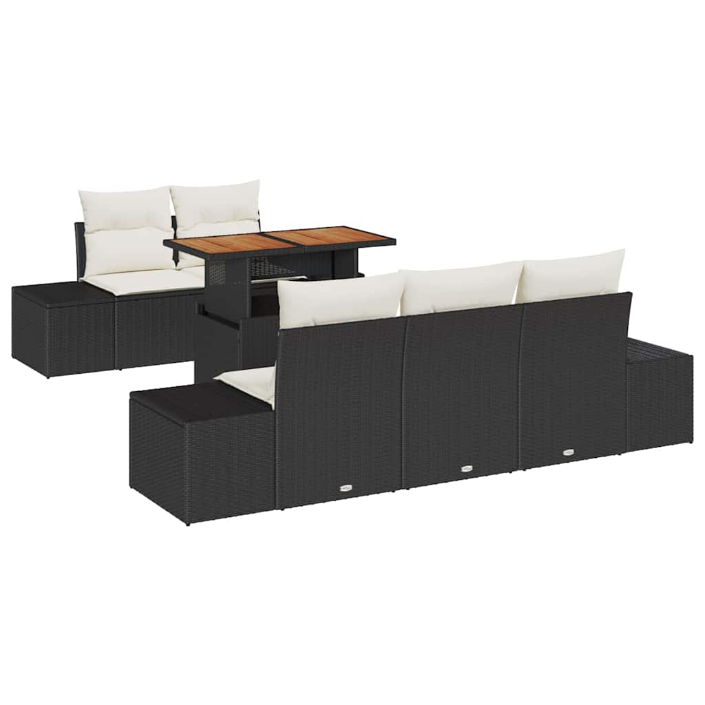 Conjunto de sofá de jardín 6 pcs Negro Poliratán