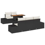 Conjunto de sofá de jardín 6 pcs Negro Poliratán