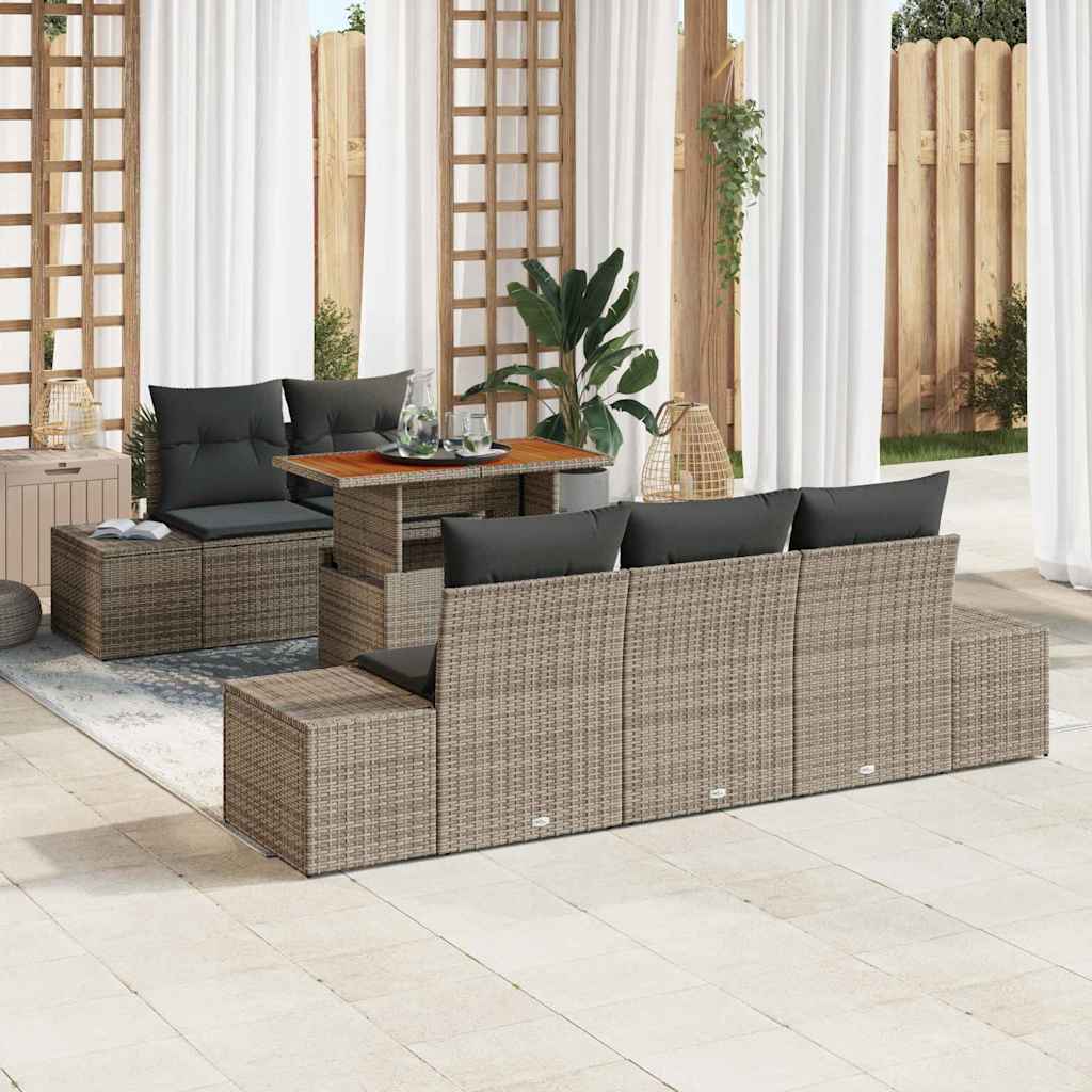Conjunto de sofá de jardín 6 pcs Beige Poliratán