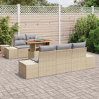 Conjunto de sofá de jardín 6 pcs Beige Poliratán