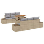 Conjunto de sofá de jardín 7 pcs Beige Poliratán