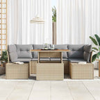 Conjunto de sofá de jardín 7 pcs Beige Poliratán