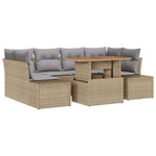 Conjunto de sofá de jardín 7 pcs Beige Poliratán