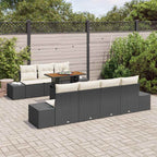 Conjunto de sofá de jardín 8 pcs Negro Poliratán