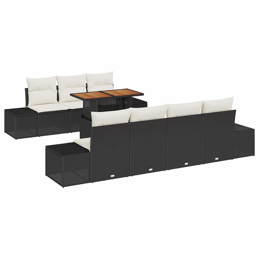 Conjunto de sofá de jardín 8 pcs Negro Poliratán