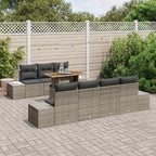 Conjunto de sofá de jardín 8 pcs Gris Poliratán