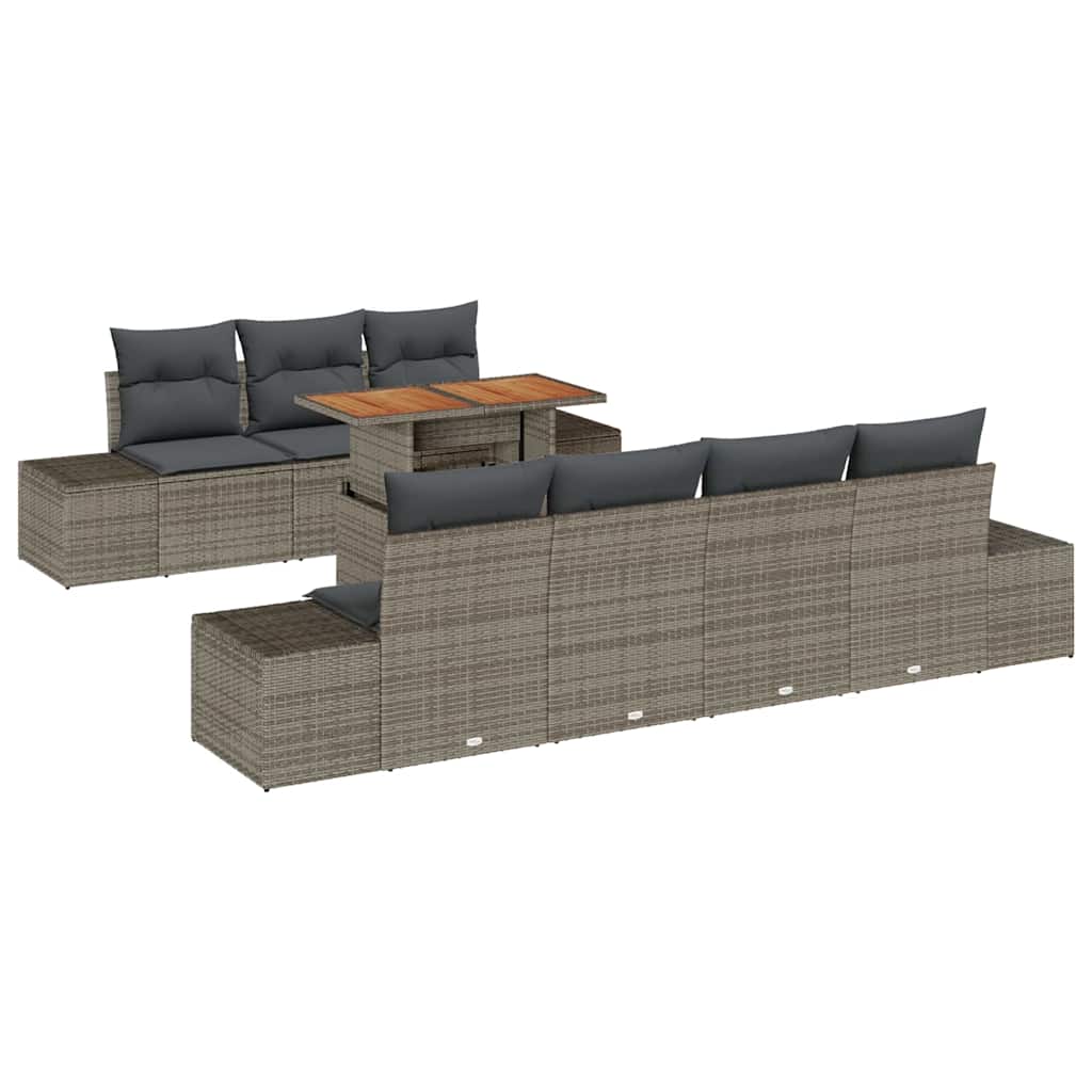 Conjunto de sofá de jardín 8 pcs Gris Poliratán
