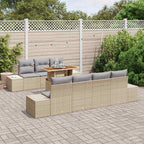 Conjunto de sofá de jardín 8 pcs Beige Poliratán