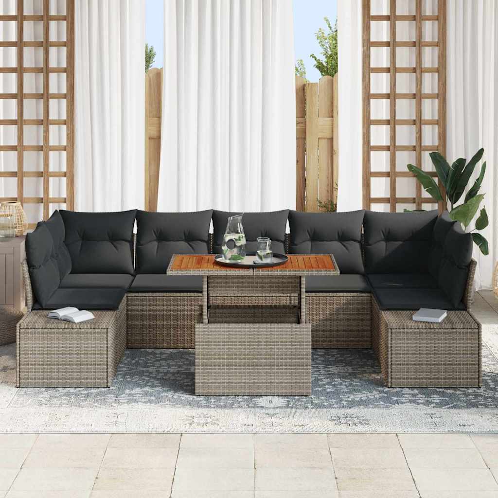 Conjunto de sofá de jardín 8 pcs Gris Poliratán