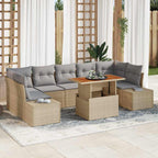Conjunto de sofá de jardín 8 pcs Beige Poliratán