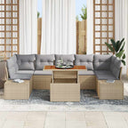 Conjunto de sofá de jardín 8 pcs Beige Poliratán