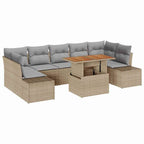 Conjunto de sofá de jardín 8 pcs Beige Poliratán