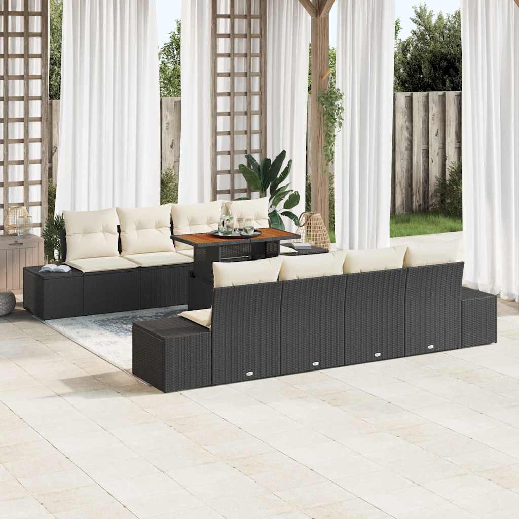 Conjunto de sofá de jardín 9 pcs Beige Poliratán