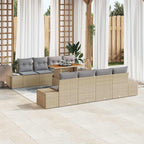 Conjunto de sofá de jardín 9 pcs Beige Poliratán