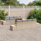 Conjunto de sofá de jardín 9 pcs Beige Poliratán
