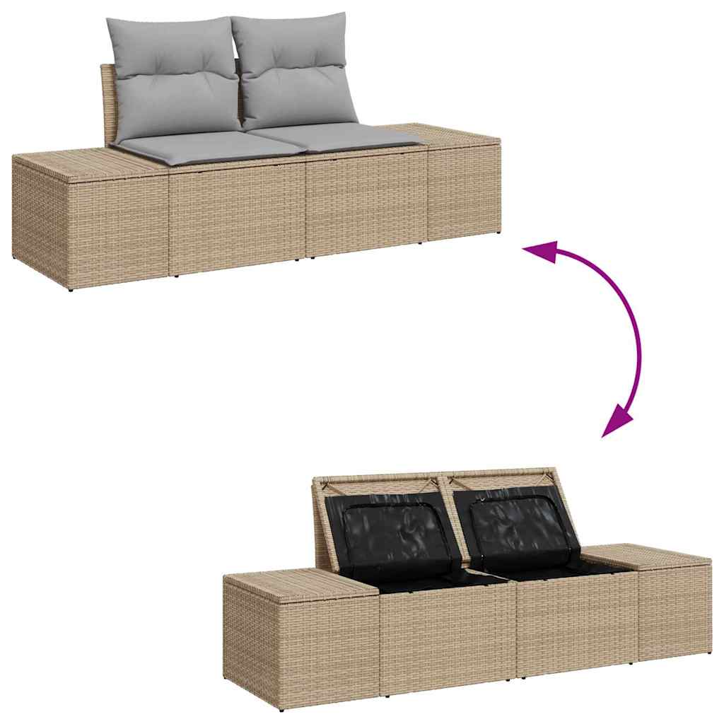 Conjunto de sofá de jardín 9 pcs Beige Poliratán