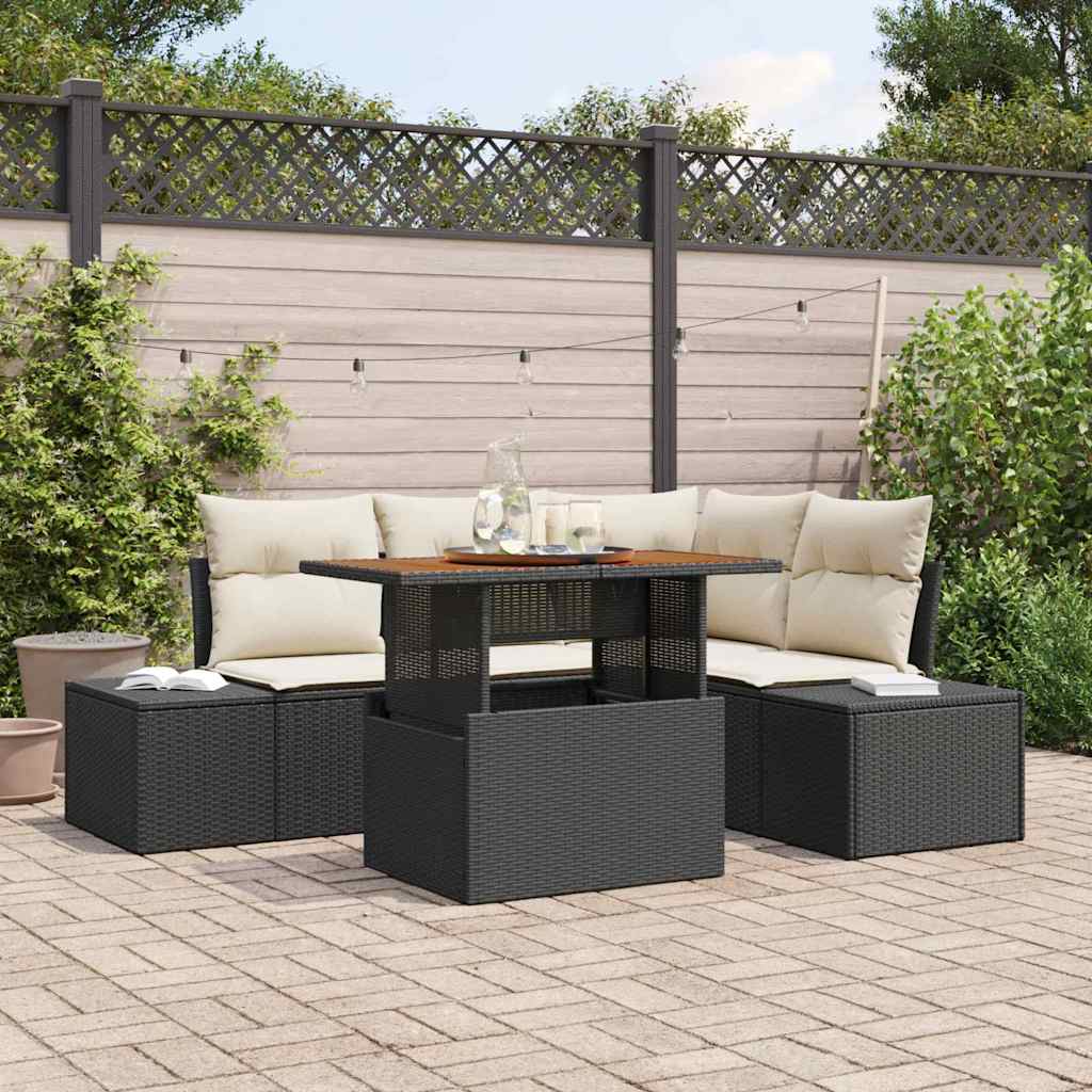 Conjunto de sofá de jardín 5 pcs Beige Poliratán