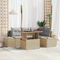 Conjunto de sofá de jardín 5 pcs Beige Poliratán