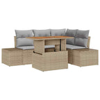 Conjunto de sofá de jardín 5 pcs Beige Poliratán