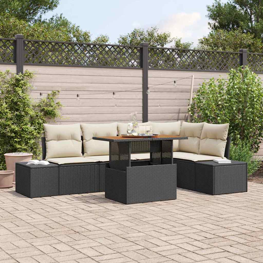Conjunto de sofá de jardín 6 pcs Beige Poliratán