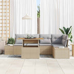 Conjunto de sofá de jardín 6 pcs Beige Poliratán
