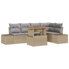 Conjunto de sofá de jardín 6 pcs Beige Poliratán