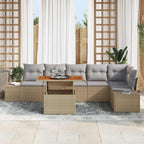 Conjunto de sofá de jardín 7 pcs Beige Poliratán