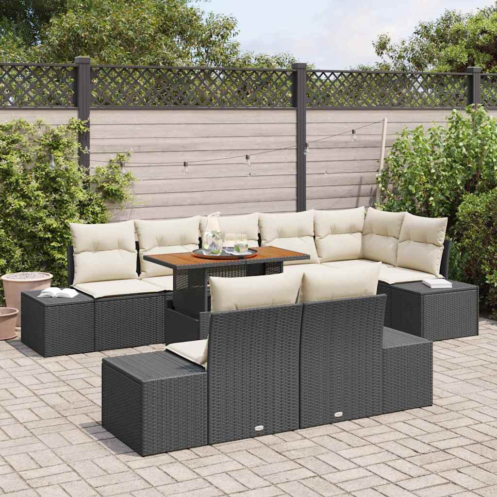 Conjunto de sofá de jardín 9 pcs Negro Poliratán